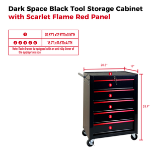 Rolling Metal Tool Chest With 5 Drawers