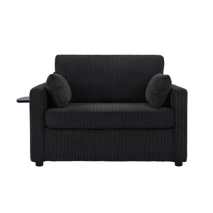 Sleeper Sofa With Foldable Mattress, USB Ports, Side Table & Storage Pocket