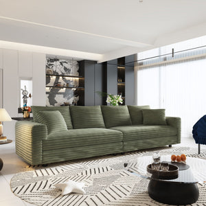 Convertible Deep Seat Sofa With Soft Pillows And Ottomans
