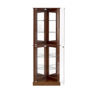 Corner Curio Dispaly Cabinet With Lights, Adjustable Tempered Glass Shelves, Mirrored Back (E26 Light Bulb Not Included)