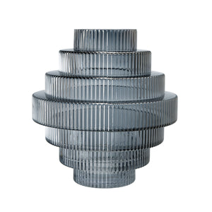 Multi-Tiered Geometric Vase with Smoked Glass Finish