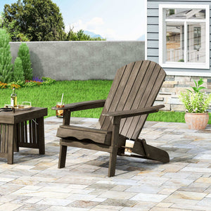 Zenithia Outdoor Foldable Adirondack Chair With 2 Cup Holders