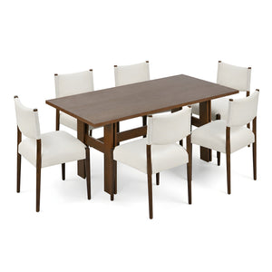 7 Pieces Modern Dining Set, Rustic Farmhouse Solid Wood Kitchen Table Set for 6