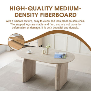 Oval Extendable Dining Table With Dual Pillar Design - Off White