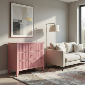 Fluted 3 Drawer Nightstand With Soft Close Slides