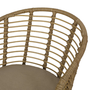 Randy Modern Wicker Chair with Water Resistant Cushions - Brown / Beige