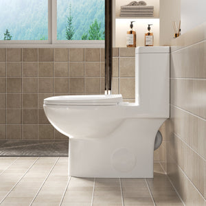 1.1/1.6 GPF Tornado Flush One-Piece Toilet with Comfort Chair Seat