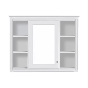Wall Mounted Medicine Cabinet With Mirror, Storage Cabinet Featuring 6 Open Shelves And Adjustable Interior