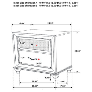 Barzini - 2 Drawer Nightstand Storage - White