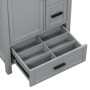 Bathroom Vanity With Sink, Soft Close Door, Double Layer Door Shelf And 3 Drawers - Gray