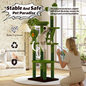 72in Cactus Cat Tree Tall Cat Tower for Indoor Cats