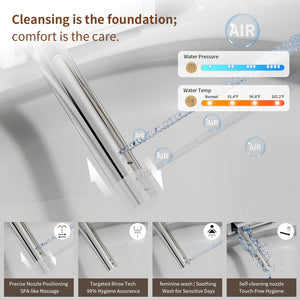 Smart Toilet Bidet Combo with Foot Sensor and Remote Control