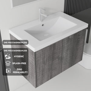 36 Inch Floating Bathroom Vanity with Ceramic Sink and Soft-Close Door