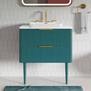 Elena Striped Aquamarine Bathroom Vanity Without Sink
