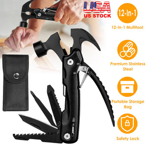 12 in 1 Hammer Multitool Portable Stainless Steel Mini Hammer Survival Tool Camping Gear Unique Gifts for Dad Husband Brother Boyfriend