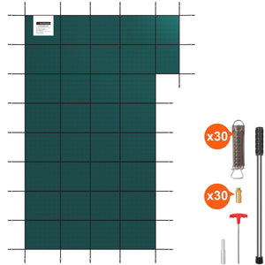 Inground Pool Safety Cover, 22 ft x 42 ft Rectangular Winter Pool Cover with Right Step