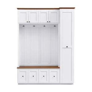 Entryway Hall Tree With Storage Bench, Coat Rack Shoe Bench With Cabinets