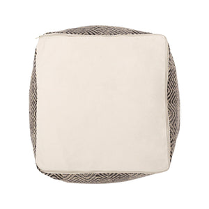 Barracuda - Handcrafted Cotton Pouf With Chevron Pattern - Brown / Beige
