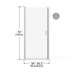 Pivot Shower Door, Tempered Glass, Semi Frameless