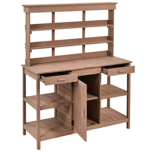 TOPMAX 66" Large Outdoor Farmhouse Wooden Potting Bench Table