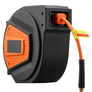 Retractable Air Hose Reel, 1/4 Inch x 50 FT Hybrid Air Hose Max 300PSI