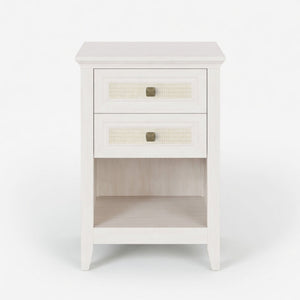 Nightstand With 2 Drawers & Shelf - White