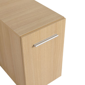 Floating Bathroom Vanity Single Door Base Cabinet, Wall Mounted Storage - Light Oak