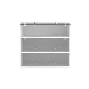 White Glass Door Shoe Storage Cabinet with RGB LED Light