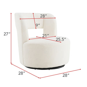 Swivel Comfy Round Barrel Chair With Soft Teddy Fabric For Living Room