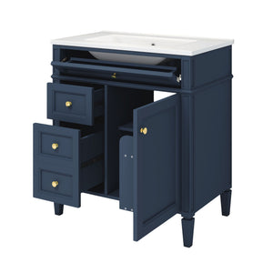 Bathroom Vanity With Medicine Cabinet, Royal Mirror Cabinet, Modern Bathroom Storage Cabinet With 2 Soft Closing Doors And 4 Drawers
