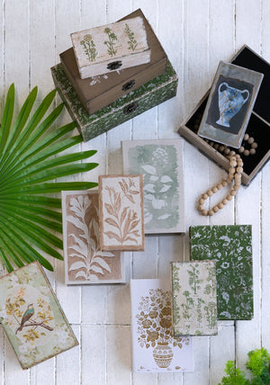 S/2 Decorative Book Boxes with Rustic Floral Patterns