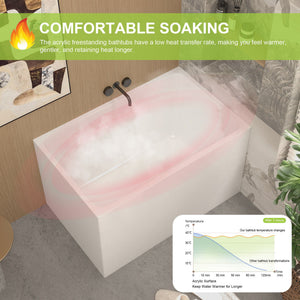 Freestanding Bathtub With Drain, Rectangular Shape