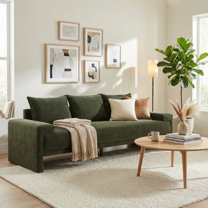 Algora 84.5 in. 3 Seater Modern Upholstered Velvet Sofa, Moss