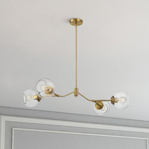 Jewel - 4 Lights Chandelier Ceiling Hanging Light Fixture - Clear / Gold