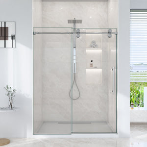 56-60"W x 72"H Frameless Sliding Shower Door – Clear Tempered Glass