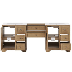 Double Sink Bathroom Vanity With Countertop, 2 Ceramic Sinks, 6 Drawers