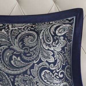 12 Piece Comforter Set with Cotton Bed Sheets Navy King