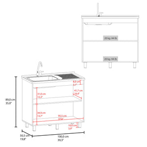 Alatna Freestanding Utility Base Cabinet with Stainless Steel Countertop and Faucet