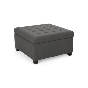 Upholstered Tufted Fabric Storage Ottoman