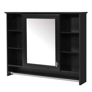 Modern Wall Mounted Mirror Cabinet with Adjustable Shelf and Towel Bar