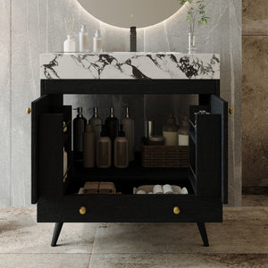 Contemporary Free-standing Bathroom Vanity with Faux Marble Top
