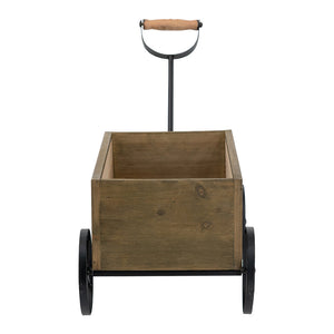16.5x9.5x8" Rustic Wooden Wagon Planter with Flower Market Sign