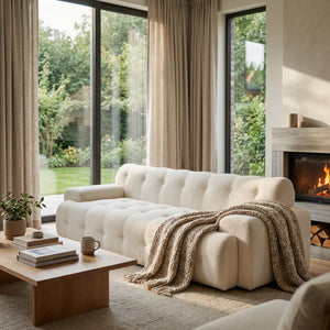 88 in. Cloud 3 Seater Chenille Sofa with Button Tufted Upholstery