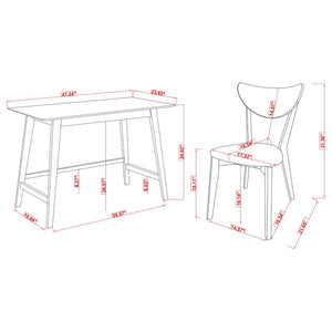 2 Piece Writing Desk Set With Chair - Brown