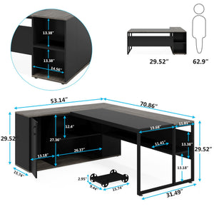 L-Shaped Executive Desk With Cabinet Storage