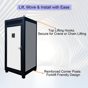 Person Portable Toilet Cabin – Outdoor Restroom with Light, Sink & Vent Fan