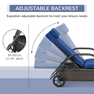 Outsunny Wicker Outdoor Chaise Lounge