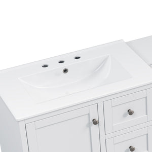 Double Sink Bathroom Vanity With Countertop, 2 Ceramic Sinks, 6 Drawers