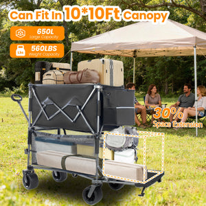 55" Heavy Duty Double-Layer Wagon with Brakes