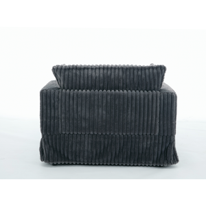 Oversized Corduroy Chaise Lounge with Ottoman in Dark Gray